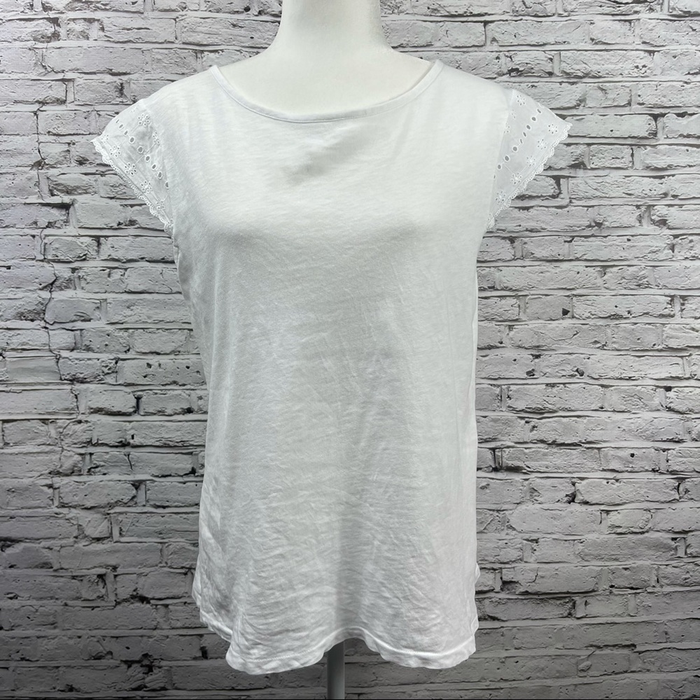 J. By J. Crew Cotton Lace Cap-sleeve Top